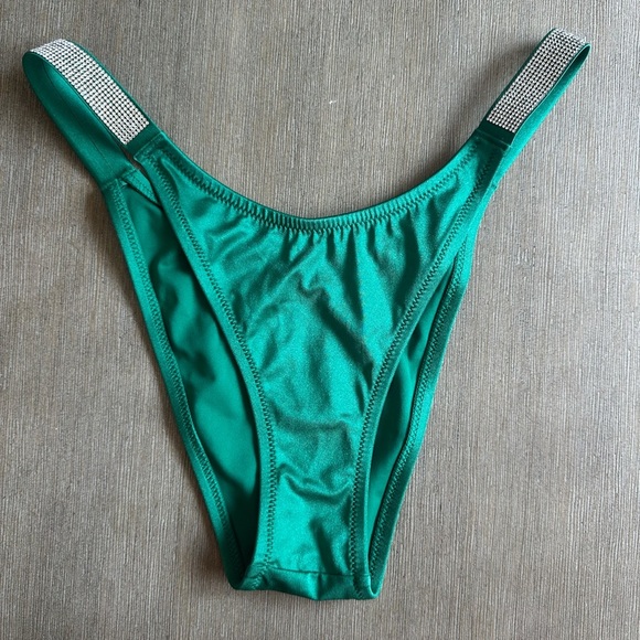 Victoria's Secret Green Bikini Bottom medium Rhinestone nwot - Picture 1 of 3